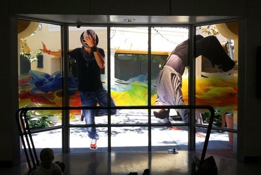 Commercial storefront window film installation
